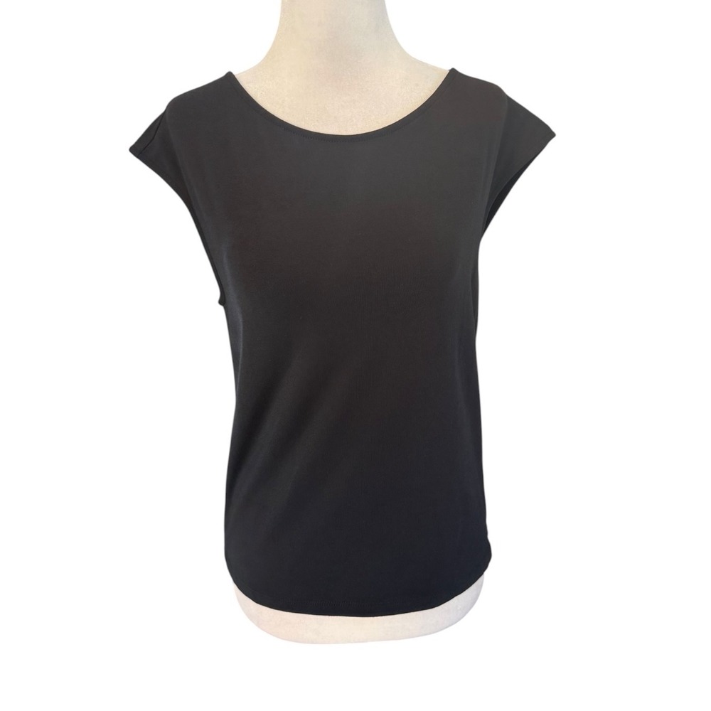 Madewell Black Cap Sleeve Scoop Neck Cotton Modal Tee NR343 Womens Large NWT
